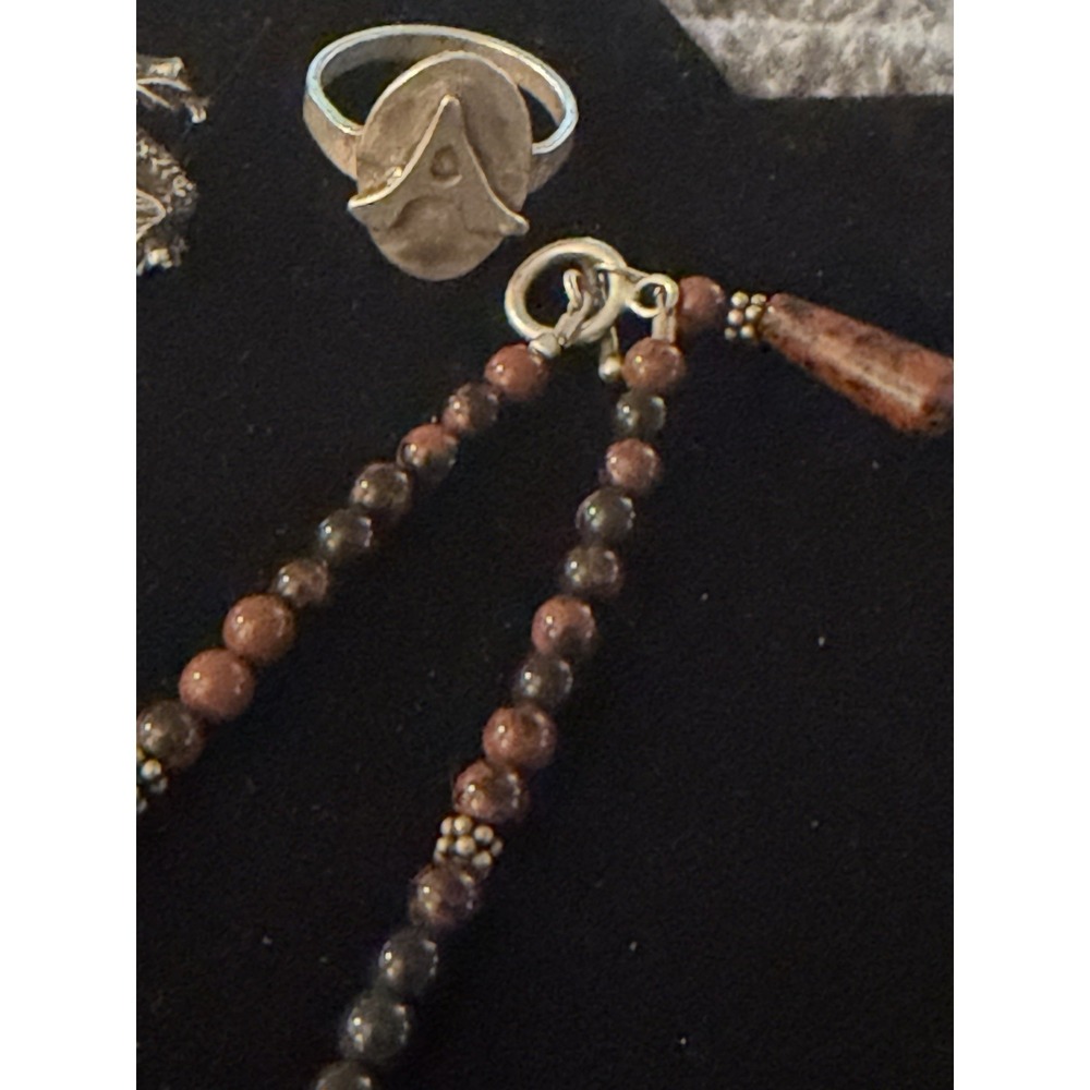 Sterling Silver Jewelry Lot 925 Not Scrap Necklaces Pin Ring Pendant 93 Grams - Picture 4 of 9